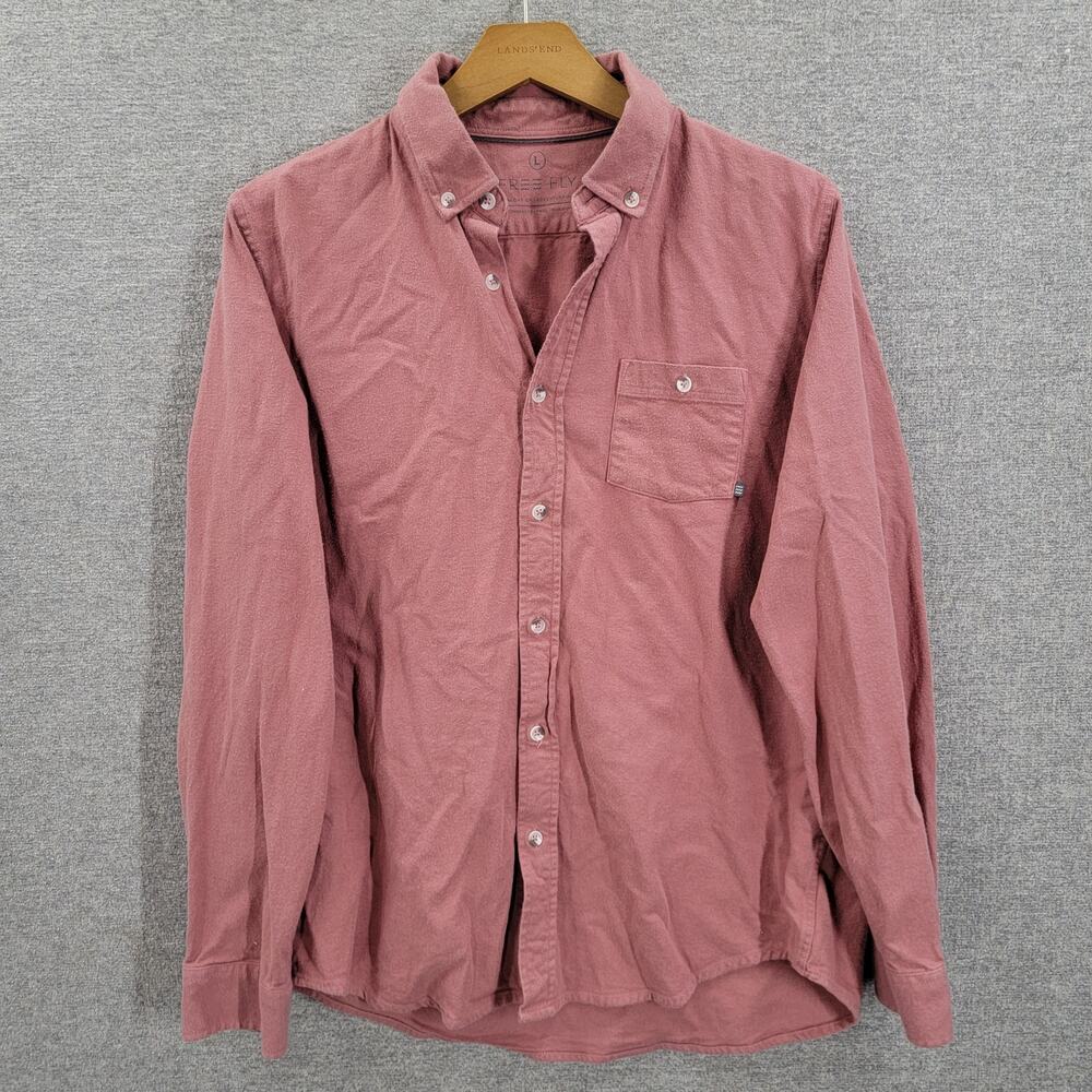 FREE FLY APPAREL MENS BUTTON DOWN SHIRT, SIZE L